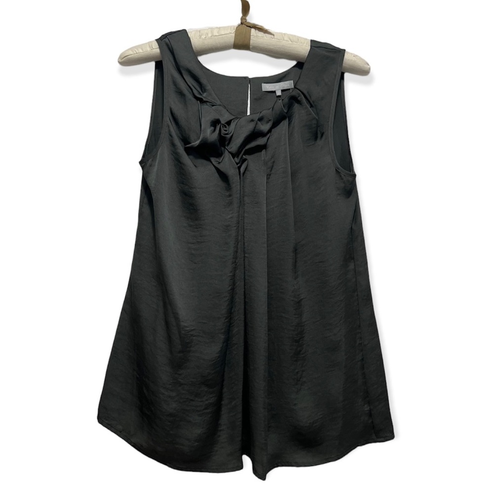 Violet & Claire "Bowed" Graphite Grey Sleeveless Blouse - Size Medium